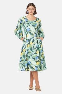 gorman Of The Valley Linen Dress – long sleeve floral print A-line dresses