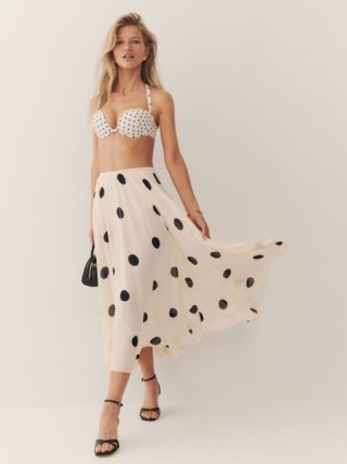 Reformation Libby Skirt in Ping Pong | floaty spot print skirts