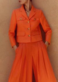 ME AND EM Pop Tweed Bracelet Sleeve Jacket in Orange Zing / bright spring jackets