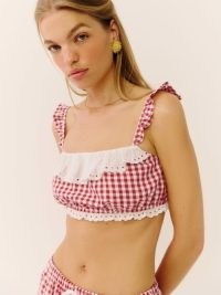 Reformation Romee Cropped Top in Red Gingham / checked vintage style crop tops / retro summer fashion
