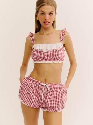 Reformation Betsy Short in Red Gingham / sustainable summer fashion / women’s cute checked shorts - flipped
