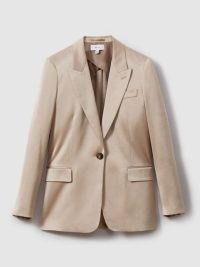 REISS COLE SATIN SINGLE BREASTED SUIT BLAZER in GOLD ~ women’s silky occasion blazers ~ womens evening jackets