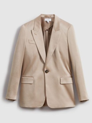 REISS COLE SATIN SINGLE BREASTED SUIT BLAZER in GOLD ~ women’s silky ...