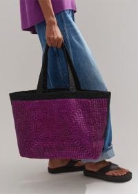 ME and EM Soft Raffia Tote in Purple / Black | colour block spring and summer bags | chic beachbags