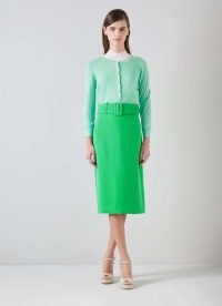 L.K. BENNETT Tabitha Green Crepe Pencil Skirt ~ smart belted vintage style skirts
