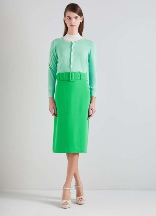 L.K. BENNETT Tabitha Green Crepe Pencil Skirt ~ smart belted vintage style skirts - flipped