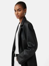 JIGSAW Tailored Leather Blazer in Black – luxe single breasted jackets – 90s style fashion