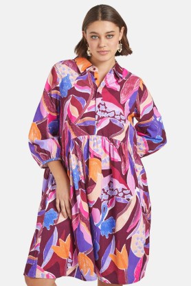 gorman Tender Tulips Shirt Dress – organic cotton floral print dresses - flipped