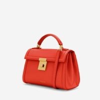 DeMELLIER The Paris Bag in poppy red smooth leather ~ small chic top handle bags