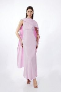 KAREN MILLEN Viscose Satin Draped Midi Dress in Lilac ~ drape detail occasion dresses