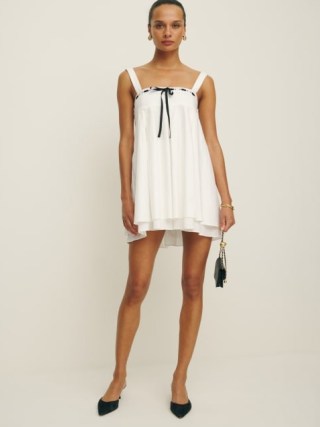 Reformation Shai Dress in White ~ relaxed shoulder strap mini dresses - flipped
