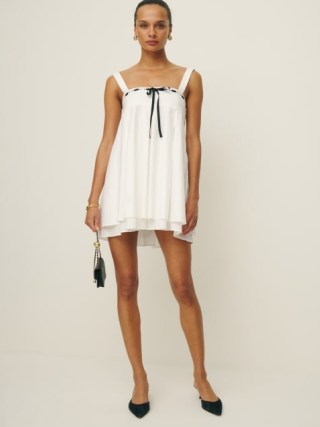 Reformation Shai Dress in White ~ relaxed shoulder strap mini dresses