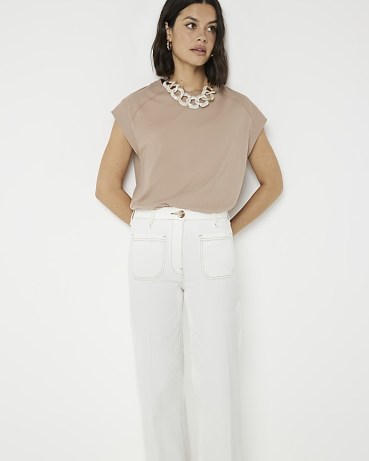 RIVER ISLAND White Relaxed Wide Fit Jeans ~ denim summer fashion - flipped