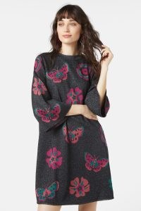 gorman x Sarah Gordon Winter Orchard Knit Dress – floral lurex fibre dresses – metallic winter fashion