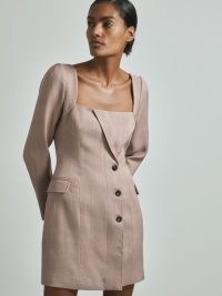 REISS LUCINDA ATELIER TAILORED MINI DRESS in PINK ~ women’s jacket inspired dresses