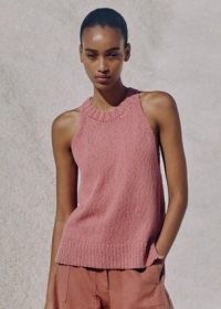 me and em Cotton Bouclé Halterneck Vest in Dusted Blush ~ women’s pink knitted vests ~ luxe tank tops