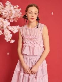 sister jane DREAM A TALE OF BLOSSOMS Brooke Organza Top in Baby Pink ~ sleeveless ruffled tops