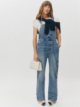 Reformation River Relaxed Denim Overalls in Galway – women’s blue dungarees