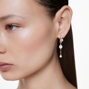SWAROVSKI Imber drop earrings in Round cut, White, Mixed metal finish – elegant crystal drops