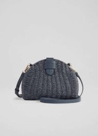 L.K. Bennett Lorena Navy Wicker Shoulder Bag – dark blue summer handbag
