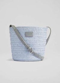 L.K. Bennett Mandy Blue Raffia Bucket Bag in Light Blue – summer bags