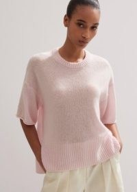 me and em Merino Cashmere Silk Lofty Relaxed Tee in Candy Floss Pink