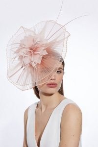 KAREN MILLEN Mesh Detail Fascinator in Blush / sheer pink floral fascinators / women’s summer event hats