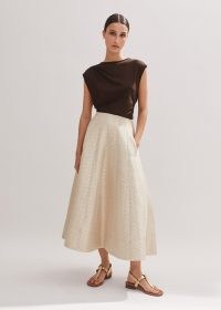 ME and EM Metallic Midi Skirt in Silver / Gold – luxe skirts