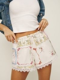 Reformation Marley Short in Nonna / women’s relaxed floral lace trimmed shorts