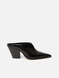 JIGSAW Oakley Heeled Sandal in Black / western inspired block heel mules