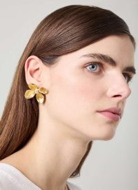 L.K. BENNETT Posie Flower Statement In Gold Earrings ~ floral jewellery