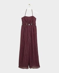 RIVER ISLAND Red Metallic Stripe Beaded Cut Out Jumpsuit ~ boho style summer jumpsuits