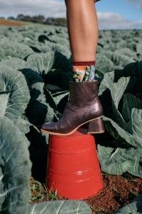 gorman Sadie Boot Chocolate ~ women’s dark metallic brown leather block heel boots