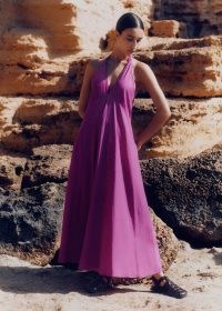 me and em Sheer Halterneck Maxi Slip Dress in Orchid Purple – long length halter neck summer dresses