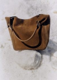 me and em Suede Bucket Bag in Tan Italian Leather