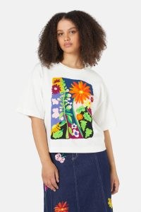 gorman Suncatcher Tee ~ women’s white floral printed T-shirt ~ relaxed organic cotton T-shirts