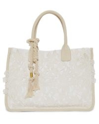 Vince Camuto Orla Crocheted Tote in Cream / floral handbag