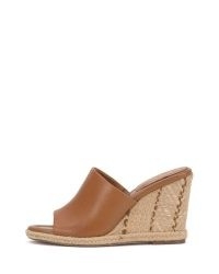 Vince Camuto VC X Laura Beverlin Poppy Wedge Mule in Golden Walnut | brown leather wedged mules | summer wedges